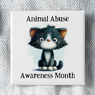Animal Abuse Awareness Month - Kitten Pinback Vierkante Button 5,1 Cm