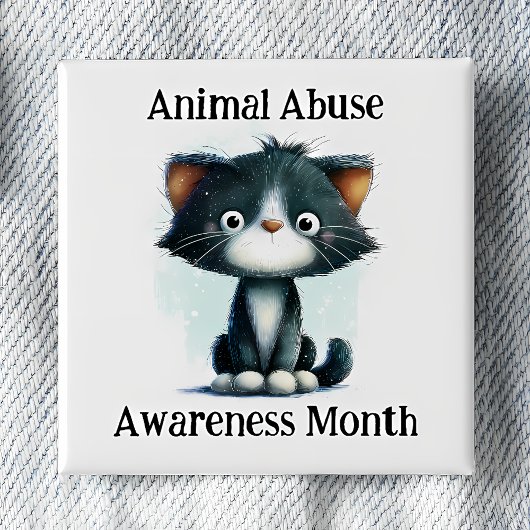 Animal Abuse Awareness Month - Kitten Pinback Vierkante Button 5,1 Cm