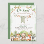 Animal Adventure clothesline baby shower Kaart (Voorkant / Achterkant)
