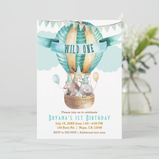 Animal Adventure Waterverf Boho WILD ONE 1st Kaart (Staand voorkant)