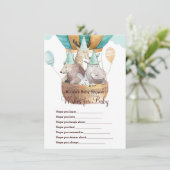 Animal Adventure Wishes voor Baby shower Game Kaart (Staand voorkant)