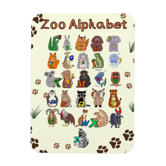 Animal Alphabet Art voor kinderen | Schattigee edu Magneet (Verticaal)