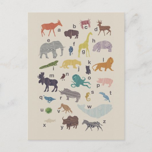 Animal Alphabet Briefkaart (Voorkant)