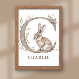 Animal Alphabet Letter C Kids Name Bunny Poster