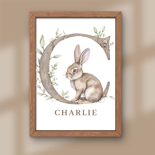 Animal Alphabet Letter C Kids Name Bunny Poster