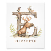 Animal Alphabet Letter E Kids Name Nursery Poster (Voorkant)