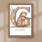 Animal Alphabet Letter G Kids Name Nursery Poster