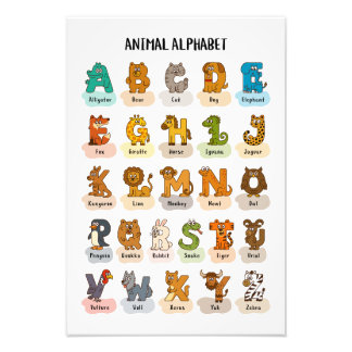 Animal Alphabet Poster - Schattigee Educatieve A t