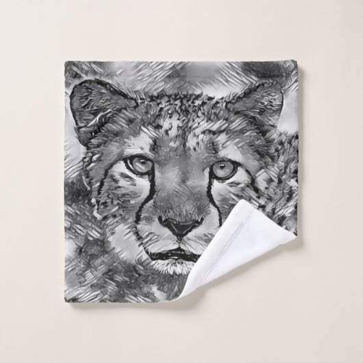 Animal Art BW Cheetah | Funny Cheetah Lovers Washandje (Wasdoekje)