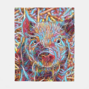 Animal ArtStudio — funky piglet Fleece Deken