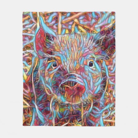 Animal ArtStudio — funky piglet Fleece Deken (Voorkant)