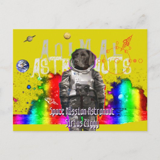 Animal Astronauts Dog Spaceman Briefkaart (Voorkant)
