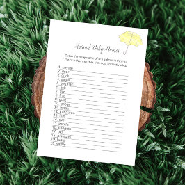 Animal Baby Names Baby Sprinkle Shower Game Kaart