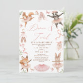 Animal Ballerinas Girl Baby shower Kaart (Staand voorkant)