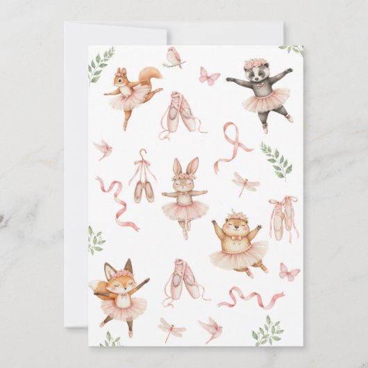 Animal Ballerinas Girl Baby shower Kaart (Achterkant)