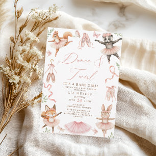 Animal Ballerinas Girl Baby shower Kaart
