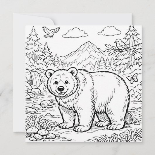 Animal Bear Black White Coloring Page (Voorkant)