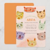 Animal Birthday Party Uitnodiging (Voorkant / Achterkant)