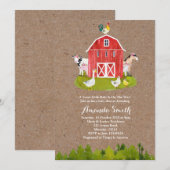 Animal Boerderij Baby shower Invitation Kaart (Voorkant / Achterkant)