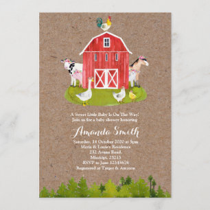 Animal Boerderij Baby shower Invitation Kaart