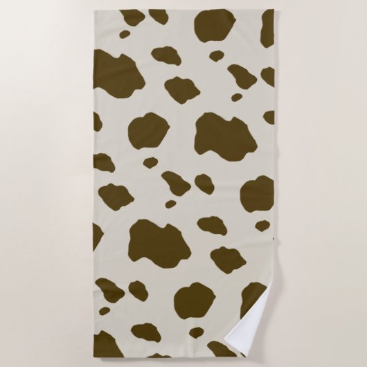 Animal Brown Koe Spots Faux Skin Strandlaken (Voorkant)