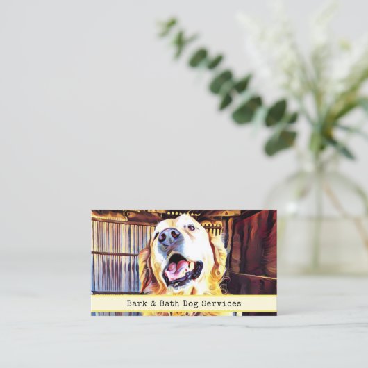 Animal Care Custom Foto Golden Retriever QR Code Visitekaartje (Staand voorkant)