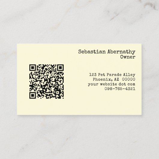 Animal Care Custom Vervangbare Hond Foto & QR Code Visitekaartje (Achterkant)