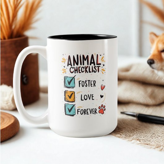 Animal Checklist Pet Foster Love Tweekleurige Koffiemok