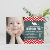 Animal Chevron Foto Birthday Invitation Kaart (Staand voorkant)