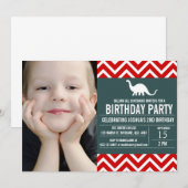 Animal Chevron Foto Birthday Invitation Kaart (Voorkant / Achterkant)