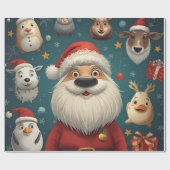 Animal Christmas Santa  Cadeaupapier (Vlak)