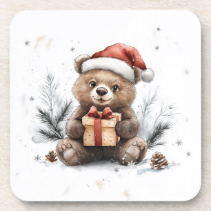 Animal Christmas Series Baby Beer Santa Hat Bier Onderzetter