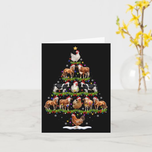 Animal Christmas Tree Lights Chicken Cow Goat Farm Kaart (Gele Bloem)