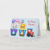 Animal Circus Peuter Gepersonaliseerde Valentijn Feestdagen Kaart (Voorkant)