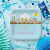 Animal Circus Train Kids Birthday in Pink Papieren Bordje (Feest)