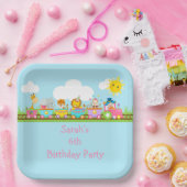 Animal Circus Train Kids Birthday in Pink Papieren Bordje (Feest)