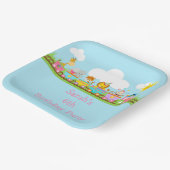 Animal Circus Train Kids Birthday in Pink Papieren Bordje (Gebogen)