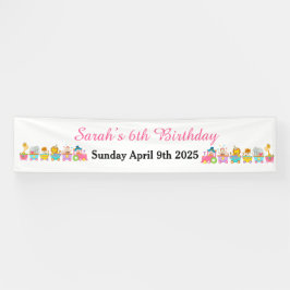 Animal Circus Train Kids Birthday in Pink Spandoek