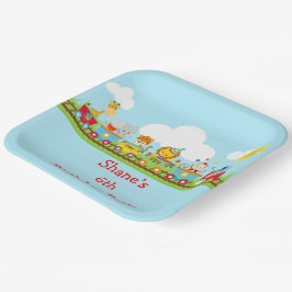 Animal Circus Train Kids Birthday in Red Papieren Bordje