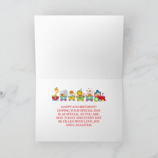 Animal Circus Train Kids Birthday  Kaart (Binnen)