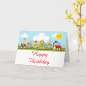 Animal Circus Train Kids Birthday  Kaart (Gele Bloem)