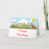 Animal Circus Train Kids Birthday  Kaart (Voorkant)