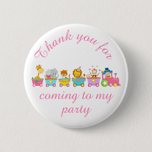 Animal Circus Train Kids 'Thank you for coming' Ronde Button 5,7 Cm (Voorkant)