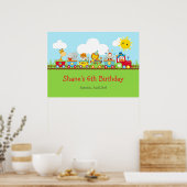 Animal Circus Train Kids Verjaardagsfeest Poster (Keuken)