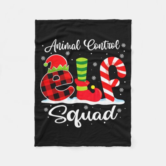 Animal Control Elf Squad Christmas Officer Matchin Fleece Deken (Voorkant)