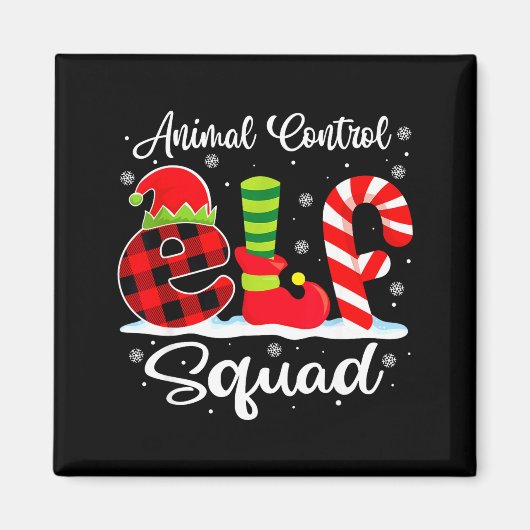 Animal Control Elf Squad Christmas Officer Matchin Magneet (Voorkant)