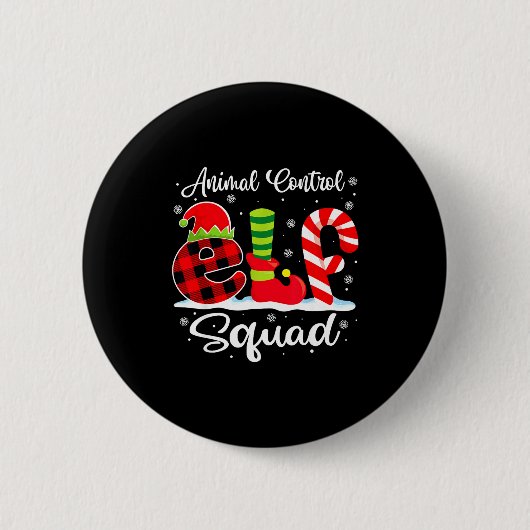 Animal Control Elf Squad Christmas Officer Matchin Ronde Button 5,7 Cm (Voorkant)