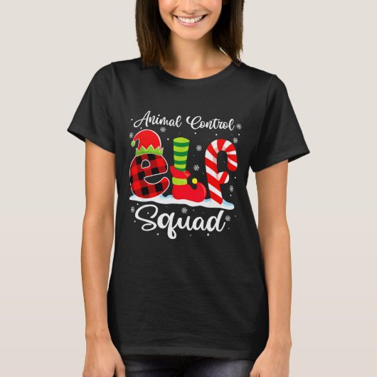 Animal Control Elf Squad Christmas Officer Matchin T-shirt (Voorkant)
