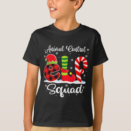 Animal Control Elf Squad Christmas Officer Matchin T-shirt (Voorkant)