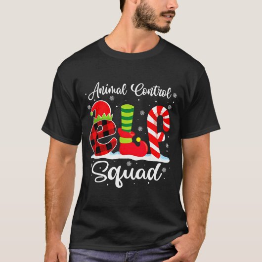 Animal Control Elf Squad Christmas Officer Matchin T-shirt (Voorkant)